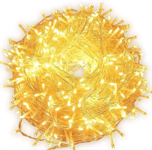 Vista 9 de Guirnalda de luces para exteriores de 33 pies, 100 luces LED con controlador de modos de memoria, luces de Navidad extensibles para bodas, Navidad
