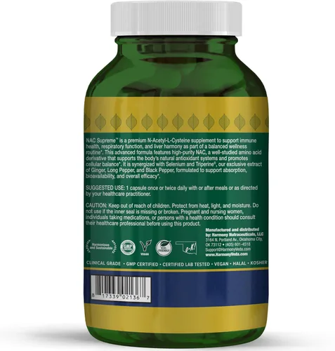 Vista 2 de NAC Supreme™ with Selenium & Triperine® – N Acetyl L Cysteine for Immune, Respiratory & Liver Harmony Support – 120 Vegan Capsules – Dr. Gumman’s