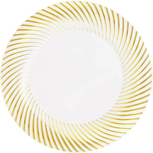 Vista 6 de Party Essentials 40 platos desechables de plástico duro de 9 pulgadas, platos desechables de porcelana con borde de remolino de ensalada