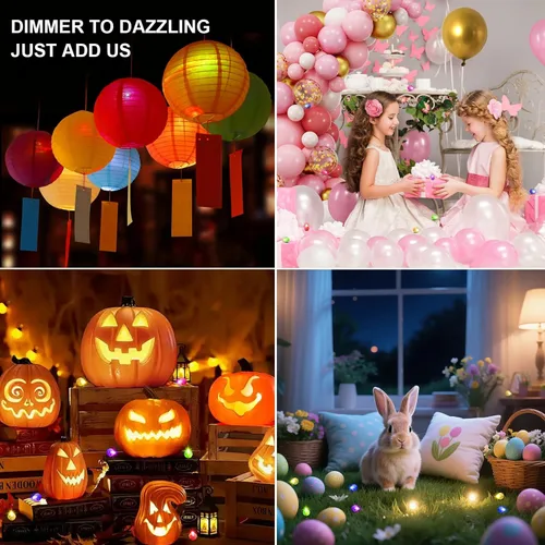 Vista 6 de Aogist - 50 piezas de luces de globo con gancho, tiempo de espera prolongado, mini luz impermeable para fiesta de cumpleaños, boda, Navidad
