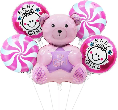 Vista 8 de KatchOn, Globos de oso de peluche para baby shower, paquete de 5, color azul, 30 pulgadas, It's A Boy, oso de peluche, decoraciones de baby shower