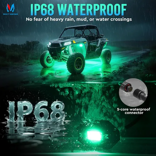Vista 4 de MICTUNING C1 4 Pods RGBW LED Rock Lights – Kit de luces de neón subterráneas multicolor con controlador Bluetooth, modo de música