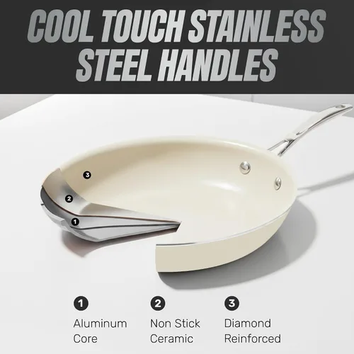 Vista 8 de GOTHAM STEEL - Juego de 20 piezas de utensilios de cocina de cerámica antiadherente, juego de ollas y sartenes de cerámica sin adherencia
