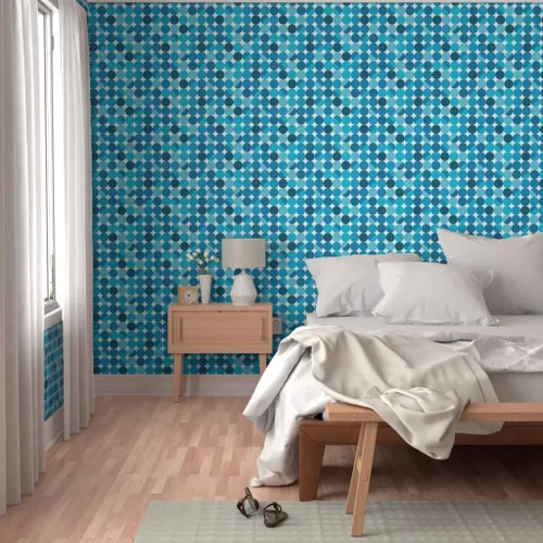 Vista 5 de Spoonflower Blue Moon White Pre-Pasted Removable Wallpaper Sample 12" x 24" Modern Cool Lampshade Water-activated, simple to install and