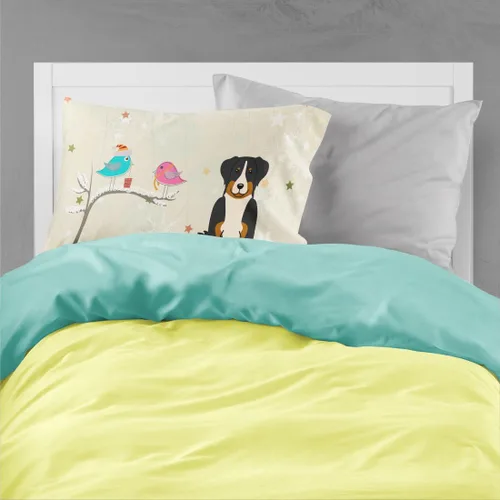 Vista 2 de Caroline's Treasures BB2515PILLOWCASE Between Friends Appenzeller Sennenhund - Funda de almohada de tela estándar, ligera, súper suave, fácil