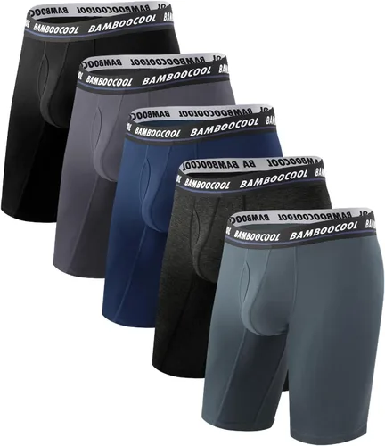 Vista 12 de BAMBOO COOL Ropa interior tipo bóxer largo para hombres de rendimiento con pierna larga para deportes MultiPack
