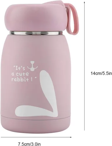 Vista 4 de Mini botella de agua, taza de acero inoxidable taza de vacío, para viajes para picnic (rosa)