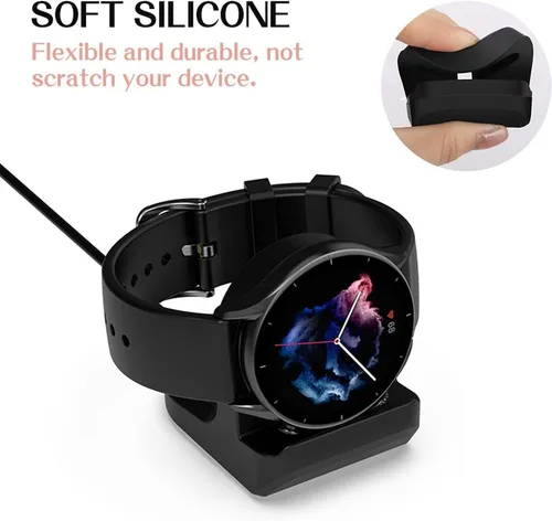Vista 4 de Soporte de carga compatible con Amazfit T-Rex 2, soporte de carga de silicona para T-Rex 2/GTR 4/GTR 3/GTR 3 Pro/GTS 4/GTS 4 Mini/GTS 3/Bip 3