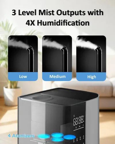 Vista 5 de Humidificador Lacidoll para Habitación Grande, Humidificadores de 26L/6.8Gal para Toda la Casa para Dormitorio Hogar 3000 pies cuadrados, 1800ml/H