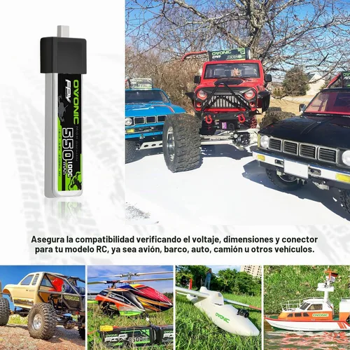 Vista 5 de OVONIC Batería LiPo 1S 550mAh 100C HV 3.8V con conector BT2.0 para FPV Tiny Whoop (4 piezas)