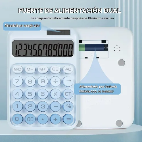 Vista 3 de Calculadora de interruptor mecánico con botones grandes, calculadoras de escritorio, 12 dígitos, energía de batería solar, calculadora