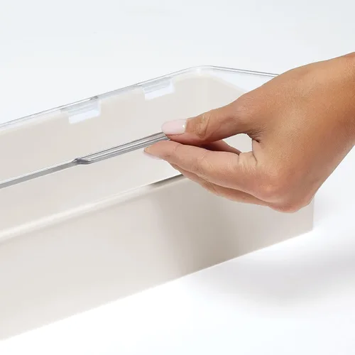 Vista 2 de mDesign - Caja organizadora apilable de plástico para encimera de baño, 2