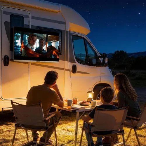 Vista 5 de SYLVOX 22" 12V/24V Smart RV TV con Google TV y reproductor de DVD