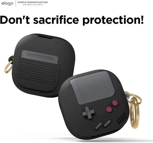 Vista 9 de elago GB5 - Funda para Galaxy Buds FE, 2 Pro, 2, Pro, Live Diseño clásico de consola de juegos portátil, EGBUDSLIVE-AW5-BK (2021) (2020) (negro)