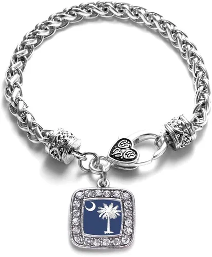 Vista 249 de Pulsera de dijes cuadrados de plata con joyería de circonita cúbica