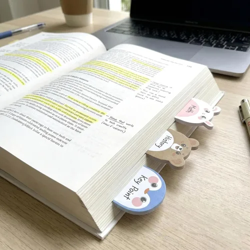 Vista 6 de Lindas notas adhesivas paquete de 6 – 270 hojas de notas autoadhesivas, notas adhesivas de dibujos animados Kawaii para planificador, suministros