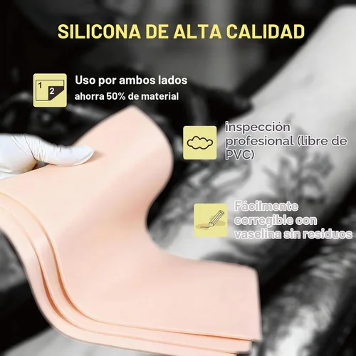 Vista 3 de 5pcs 0.118 in Grueso Tatuaje Práctica De La Piel De Silicona Para Tatuaje Color piel