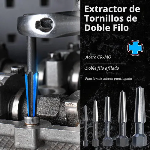 Vista 2 de Kit extractor de pernos, 10 piezas extractor de tornillo y broca