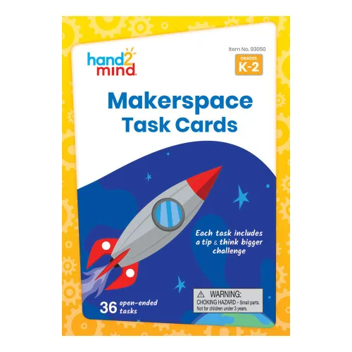 Vista 2 de hand2mind Makerspace - Tarjetas de tareas, tarjetas de aprendizaje STEM para niños de grado K-2, 36 actividades STEM, proyectos de construcción