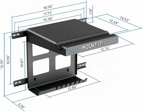 Vista 8 de Mount-It! Soporte de pared para bicicleta con estante y ganchos, soporte horizontal para interiores para garaje, hogar, ahorro de espacio, colgador