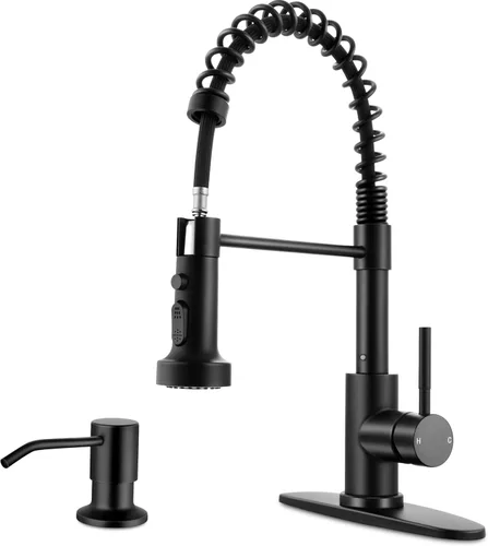 Vista 9 de Herogo Grifos de cocina sin contacto con dispensador de jabón, grifos de fregadero de acero inoxidable comercial activados por sensor de movimiento