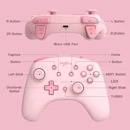 Vista 7 de PXN Wireless Switch Controller for Nintendo SwitchSwitch LiteOLED, Support iOS(16 Version Only) Switch Pro Controller with Turbo, Wake-up, Amiibo