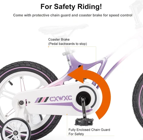 Vista 5 de CXWXC Bicicleta para niños de 14, 16, 18 pulgadas, bicicleta para niños y niñas de 3 a 9 años, bicicletas ligeras de una sola velocidad con rueda