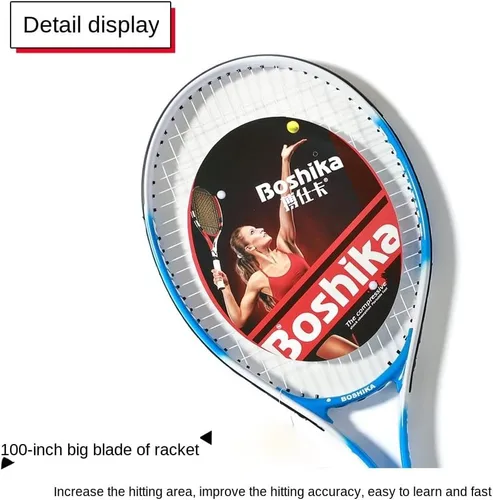 Vista 4 de Raquetas de tenis para adultos, raquetas de tenis de 27 pulgadas, juego de raquetas de tenis para 1 jugador con pelota, agarres, base de tenis