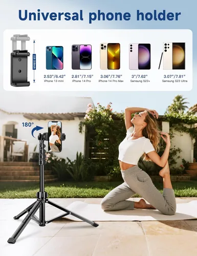 Vista 7 de Soporte de trípode para teléfono, trípode de teléfono celular de 85 pulgadas de alto para iPhone con control remoto de cuello de cisne, soporte