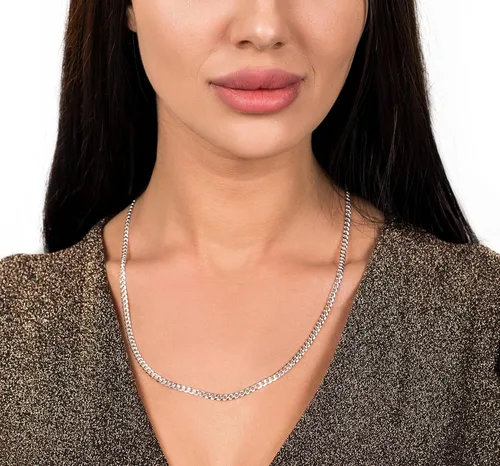 Vista 5 de Savlano Collar de plata de ley 925 de 0.138 in de cadena de eslabones cubanos para hombres y mujeres, fabricado en Italia, viene con una caja