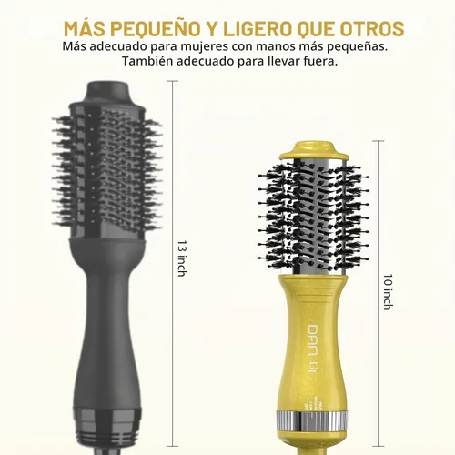 Vista 5 de DAN Technology Cepillo secador de doble voltaje,Cepillo secador de pelo de 2 pulgadas,Cepillo de aire caliente de barril ovalado 2 en 1,Cepillo