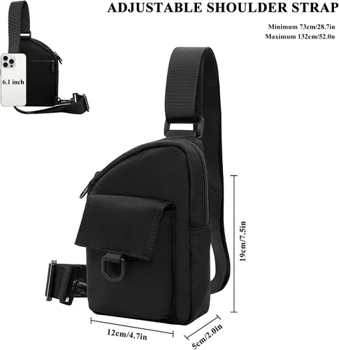 Vista 2 de Long Keeper Bolso bandolera pequeño para hombre, mochila ligera para el pecho, bolsas de hombro para senderismo, ciclismo, viajes, correr (C-negro)