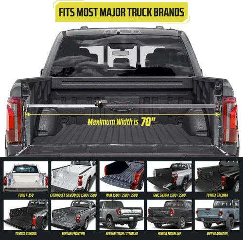 Vista 2 de DC Cargo Mall Barra de Carga Ajustable para Caja de Camioneta – Divisor de Caja de Camión de 40"-70", Estabilizador de Carga Resistente para Tundra