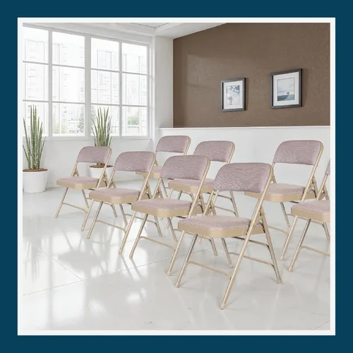 Vista 2 de OEF Furnishings Serie OEF2300 - Sillas plegables de doble bisagra con triple apoyo, tapizado de tela de alta calidad y servicio pesado