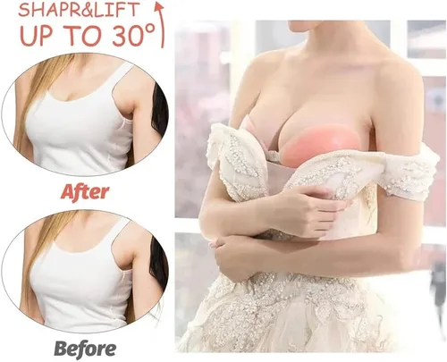 Vista 3 de LiinBeiiLiaa (2 piezas) Brasier adhesivo, sin tirantes, brasier sin espalda, brasier adhesivo push up, sujetadores de silicona invisibles para mujer
