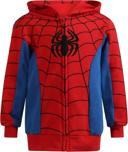 Vista 2 de Marvel Avengers Capitán América y Spiderman - Sudadera con capucha y cremallera para niños pequeños - Azul marinorojoblanco
