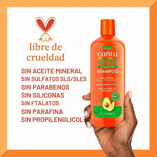 Vista 5 de Cantu Champú hidratante sin sulfato de aguacate con manteca de karité pura, 13.5 onzas (paquete de 2)
