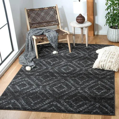 Vista 33 de SAFAVIEH Colección Adirondack Alfombra Decorativa - 2'6" x 4', Negro y Marfil, Diseño Moderno Desgastado, No Desprende Pelusa y Fácil Cuidado, Ideal