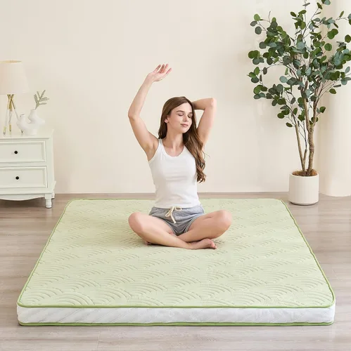 Vista 11 de Zelladorra Colchón japonés para suelo, colchón de futón acolchado con parte inferior antideslizante, cama de piso plegable con bolsa