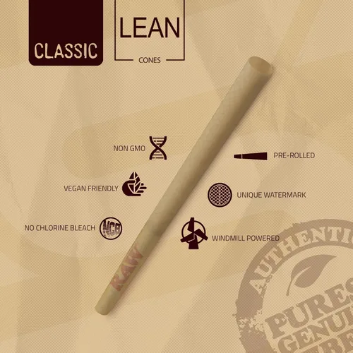 Vista 3 de RAW Cones Lean Size Classic - Paquete de 50 conos rodantes de combustión lenta con puntas