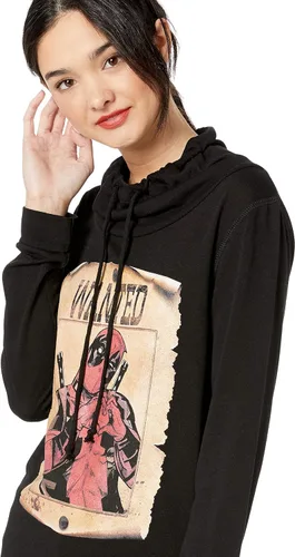 Vista 2 de Marvel Chaqueta de manga larga para mujer, negrooficial, Wanted Deadpool Junior, talla S, Negro Oficial Marvel Wanted Deadpool Junior - Capucha