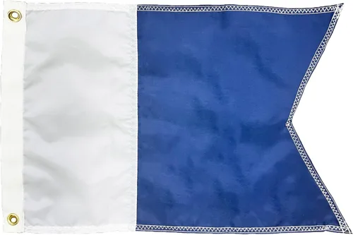Vista 18 de SYII Bandera estadounidense de 12 x 18 pulgadas, bordado de 50 estrellas, enseña náutica, banderas de barco de Estados Unidos con 2 ojales de latón