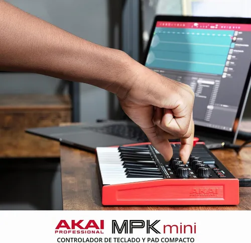 Vista 10 de [Usado] Akai Professional MPK Mini MK3 - Controlador de teclado MIDI USB de 25 teclas con 8 almohadillas de percusión con retroiluminación, 8