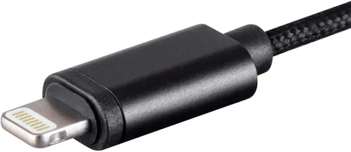 Vista 3 de Monoprice Adaptador de audio Lightning a conector de 0.138 in con certificación MFi - trenzado de nailon, negro