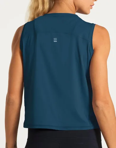 Vista 4 de Dragon Fit Tops de Entrenamiento sin Mangas de Seda de Hielo para Mujeres Camiseta de Yoga Recortada para Correr Gimnasio Verano