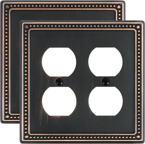 Vista 29 de Paquete de 2 cubiertas de placa de interruptor de luz de doble palanca, cubiertas decorativas de placa de doble interruptor Pearls, placa de pared