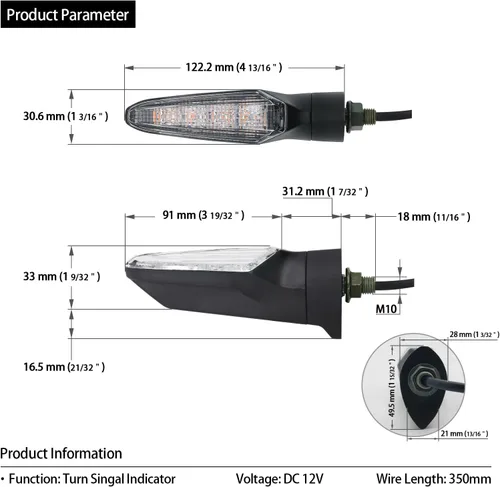 Vista 4 de Universal DC 12V E-Mark certificado impermeable duradero resistente a los rayos UV LED señales de giro 4 piezas lente transparente para motocicleta