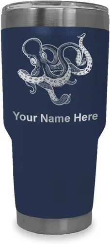 Vista 31 de LaserGram Vaso aislado al vacío de 20 onzas, Kraken, grabado personalizado incluido (negro)