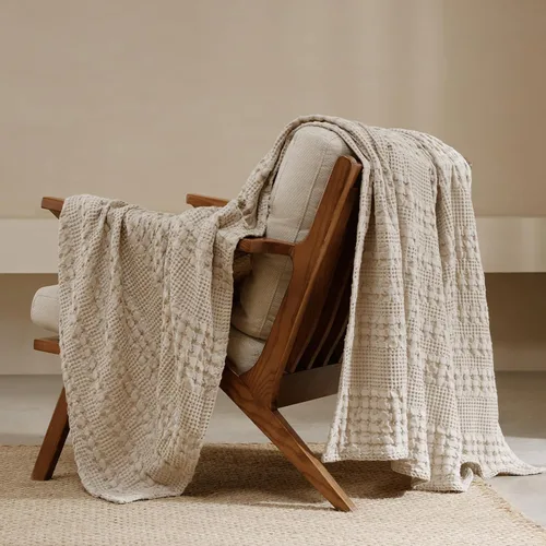 Vista 30 de PHF Manta ligera de punto gofre 100% algodón para cama, King, color blanco 02 Blanco
