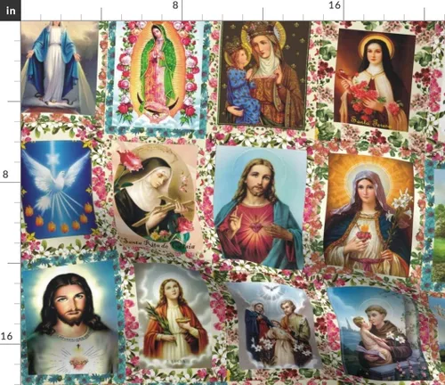 Vista 2 de Tela Spoonflower Santos Católicos Religiosos en Petal Signature Cotton